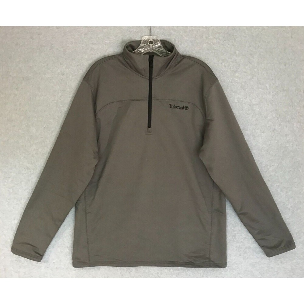Timberland Jacket Mens‎ Medium 1/4 Zip Sweater Mock Neck Gray Embroidered Logo